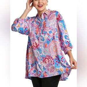 Umgee Multicolor Floral Button Down Shirt